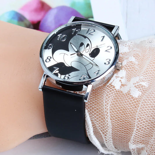 Dameshorloge Disney Mickey Mouse Ultradun Zwart Leren Band