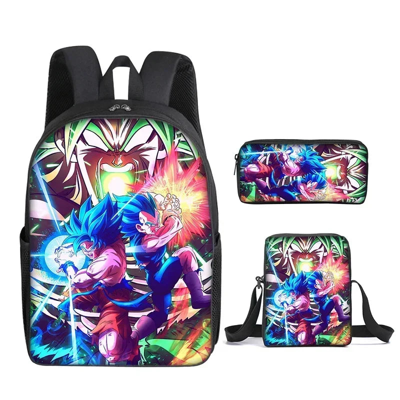 DragonGear 3 Stuks/set Dragon Ball 3D Print Cartoon Schooltassen – Perfecte Rugzak Voor Kids