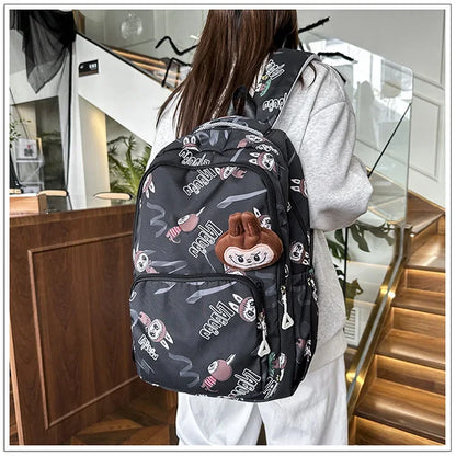Labubu Cartoon Kinder Rugzak – Nylon Materiaal Boogriem