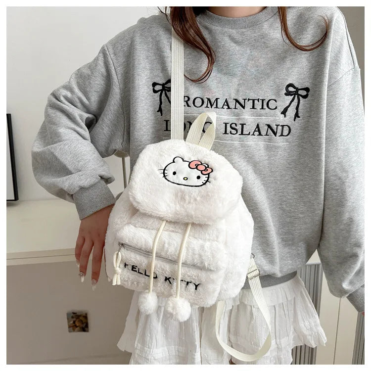 Kawaii My Melody Kuromi Hello Kitty Rugzak – Grote Inhoud en Pluche