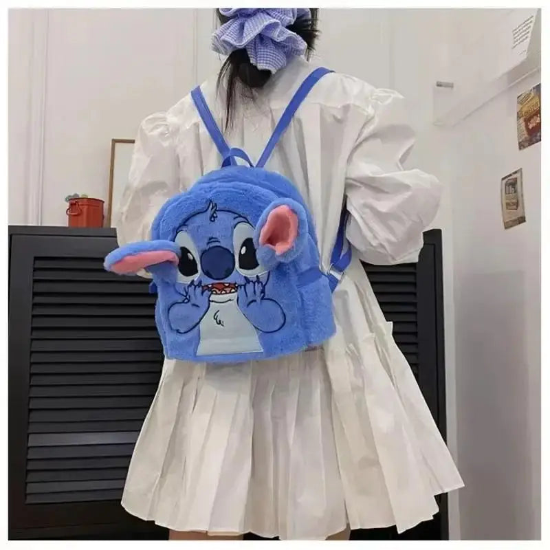 Disney Pluche Rugzak Blauw Stitch - Grote Capaciteit