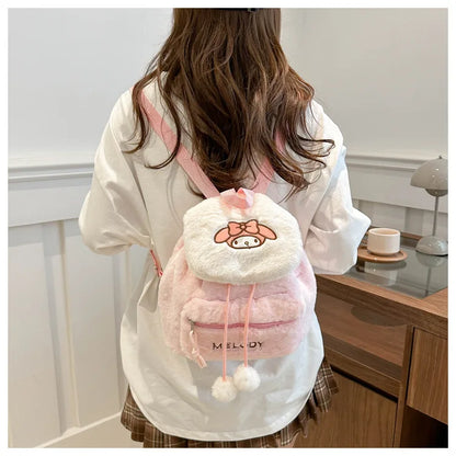 Kawaii My Melody Kuromi Hello Kitty Rugzak – Grote Inhoud en Pluche