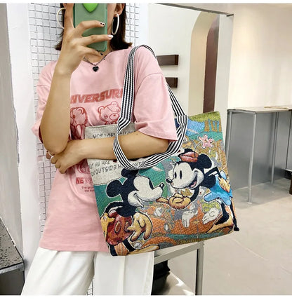 Disney Retro Canvas Schoudertas Lilo & Stitch, Winnie the Pooh – Ruime Capaciteit