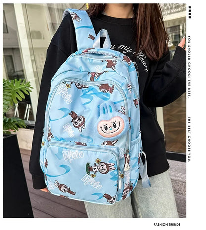 Labubu Cartoon Kinder Rugzak – Nylon Materiaal Boogriem