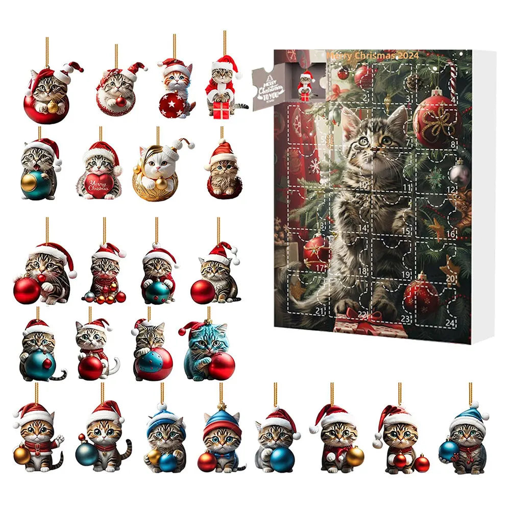 2D Teckel Adventskalender hangers Kerst - 24 Dagen