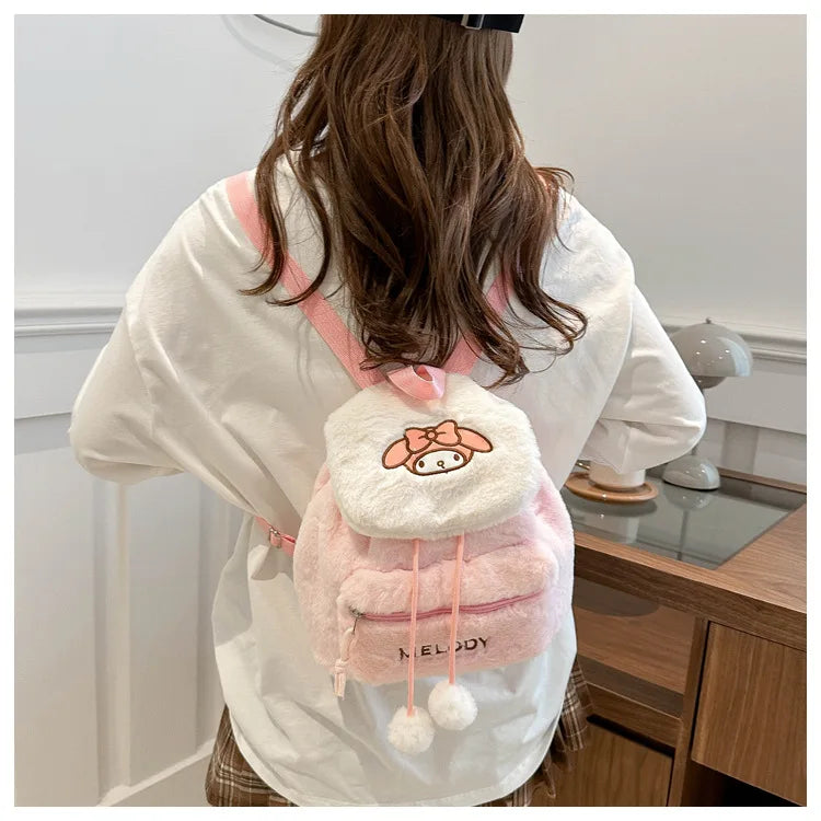 Kawaii My Melody Kuromi Hello Kitty Rugzak – Grote Inhoud en Pluche