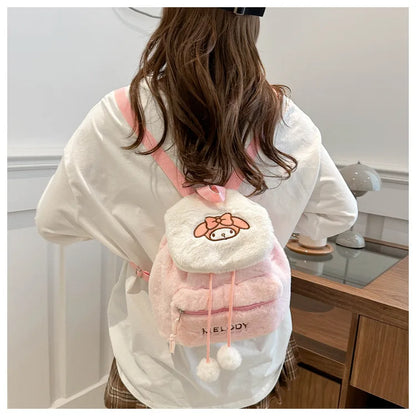 Kawaii My Melody Kuromi Hello Kitty Rugzak – Grote Inhoud en Pluche