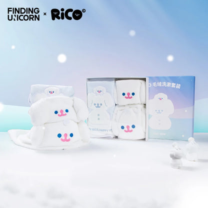 Officiële Finding Unicorn Rico Plush Toiletry Set – Schattige Badhanddoek en Haaraccessoires