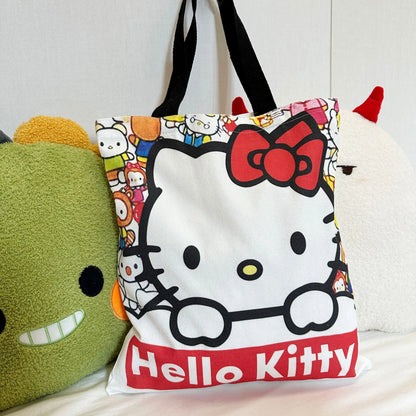 Sanrio Hello Kitty Canvas Tas – Grote Capaciteit met Rits