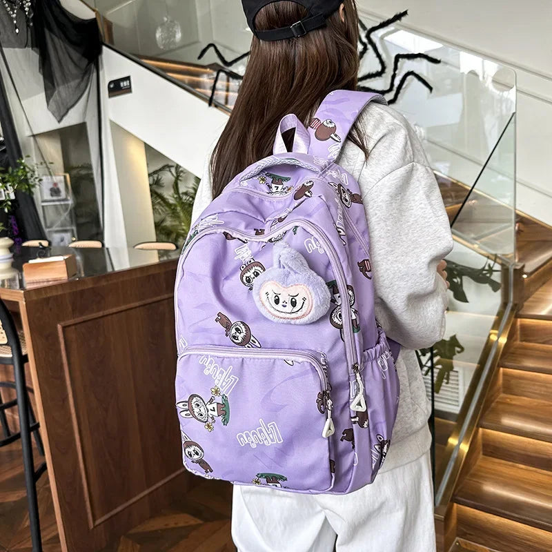 Labubu Cartoon Kinder Rugzak – Nylon Materiaal Boogriem