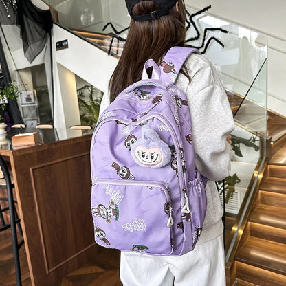 Labubu Cartoon Kinder Rugzak – Nylon Materiaal Boogriem