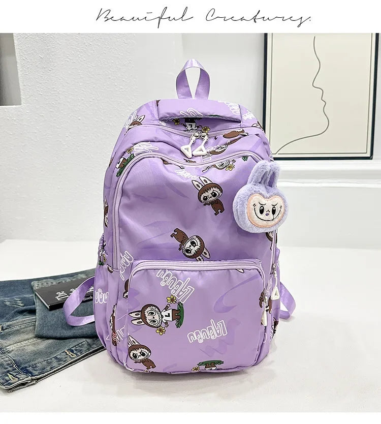 Labubu Cartoon Kinder Rugzak – Nylon Materiaal Boogriem