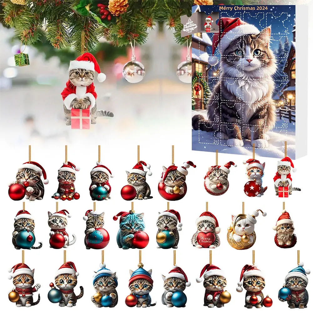 2D Teckel Adventskalender hangers Kerst - 24 Dagen