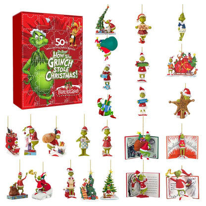 Grinch Adventskalender 2025 – Acryl Kinderhanger voor jongens en meisjes