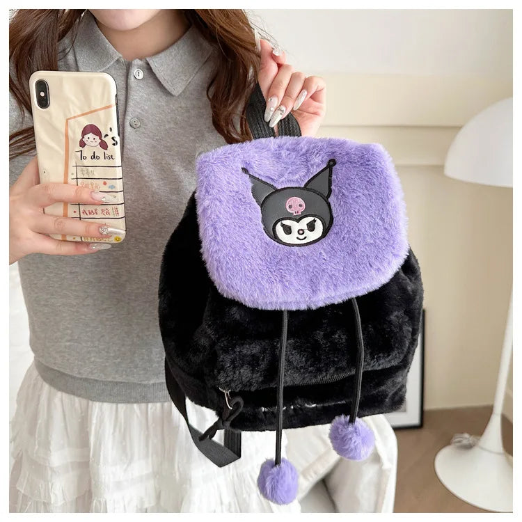 Kawaii My Melody Kuromi Hello Kitty Rugzak – Grote Inhoud en Pluche