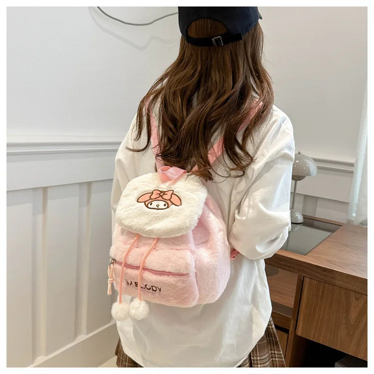 Kawaii My Melody Kuromi Hello Kitty Rugzak – Grote Inhoud en Pluche