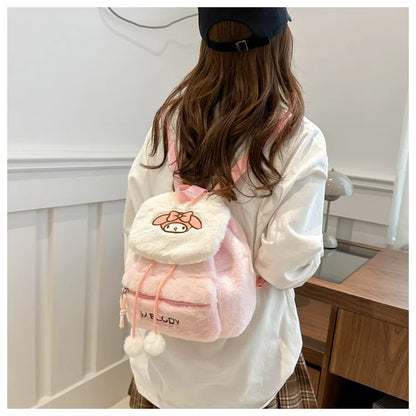 Kawaii My Melody Kuromi Hello Kitty Rugzak – Grote Inhoud en Pluche
