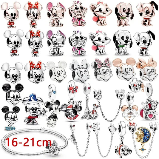 HEROCROSS Rose Silver Color Mickey Charms Armband Vrouwen Disney Minnie Mouse Bedels – Perfect Voor Sieraden Maken En DIY