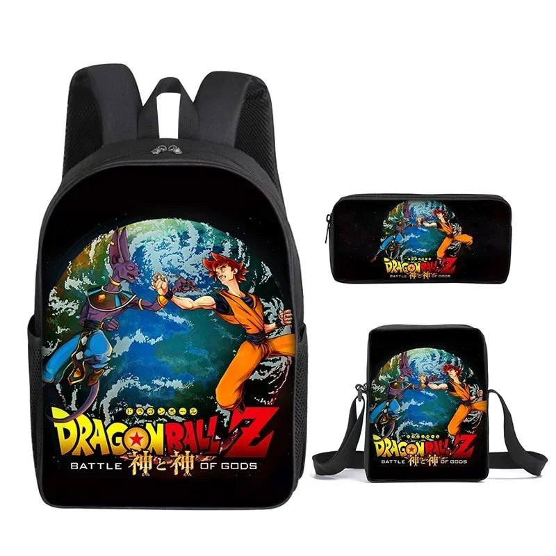 DragonGear 3 Stuks/set Dragon Ball 3D Print Cartoon Schooltassen – Perfecte Rugzak Voor Kids