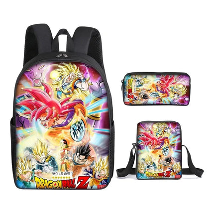 DragonGear 3 Stuks/set Dragon Ball 3D Print Cartoon Schooltassen – Perfecte Rugzak Voor Kids