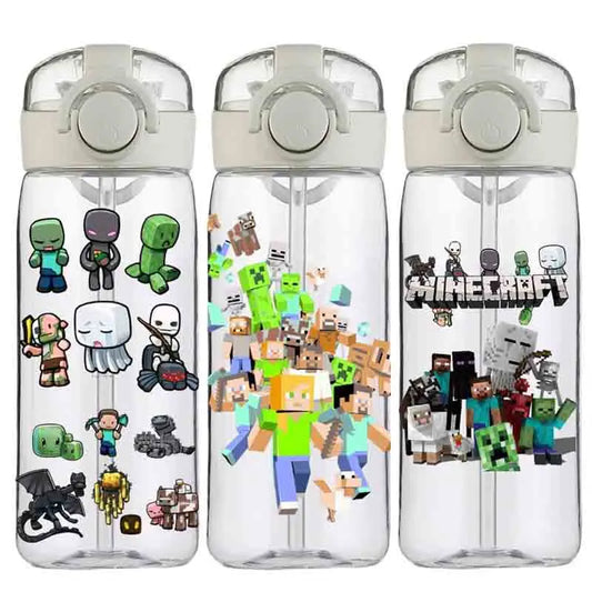 400ML Minecraft Waterfles Met Rietje Groot En Valbestendig