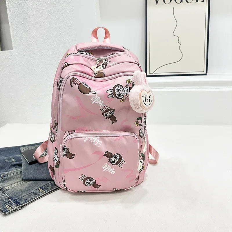 Labubu Cartoon Kinder Rugzak – Nylon Materiaal Boogriem