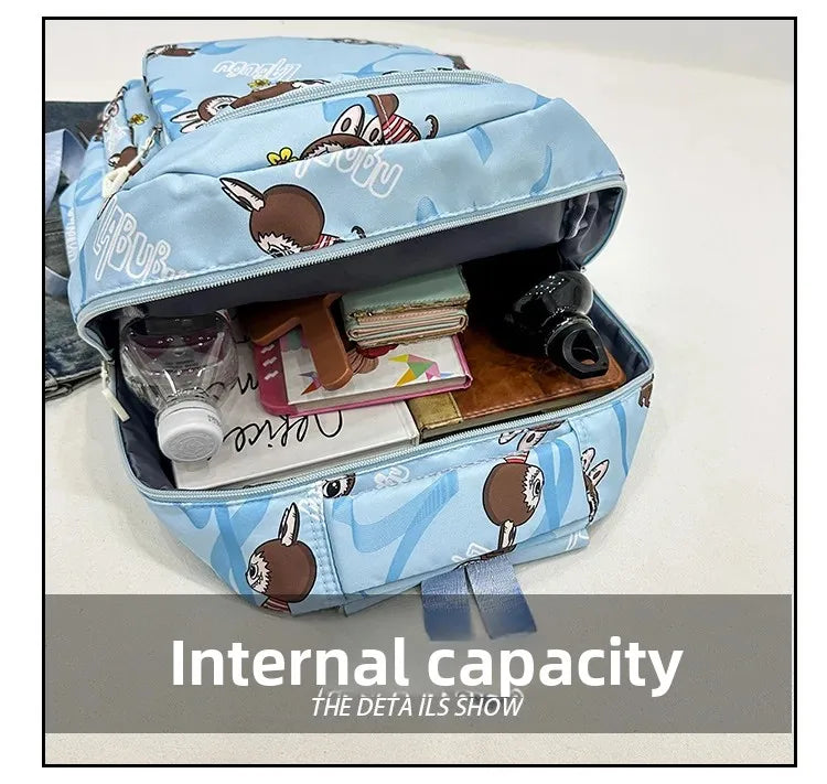 Labubu Cartoon Kinder Rugzak – Nylon Materiaal Boogriem