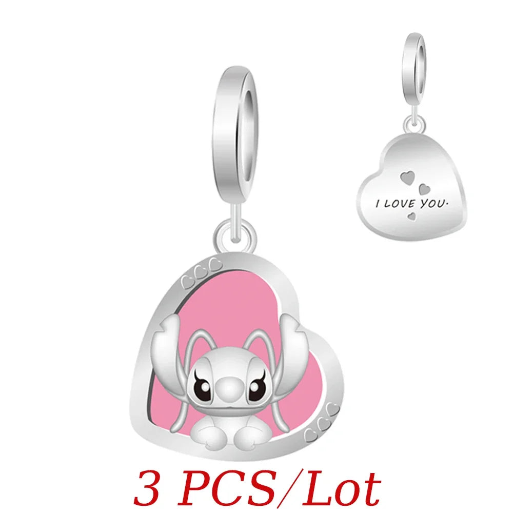 MINISO Cute Cartoon Stitch & Angel Couple Charm – Originele Bedeltjes Voor Armbanden En Kettingen