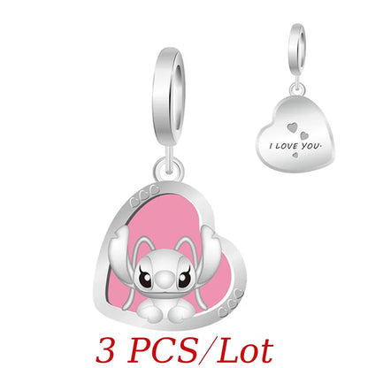 MINISO Cute Cartoon Stitch & Angel Couple Charm – Originele Bedeltjes Voor Armbanden En Kettingen