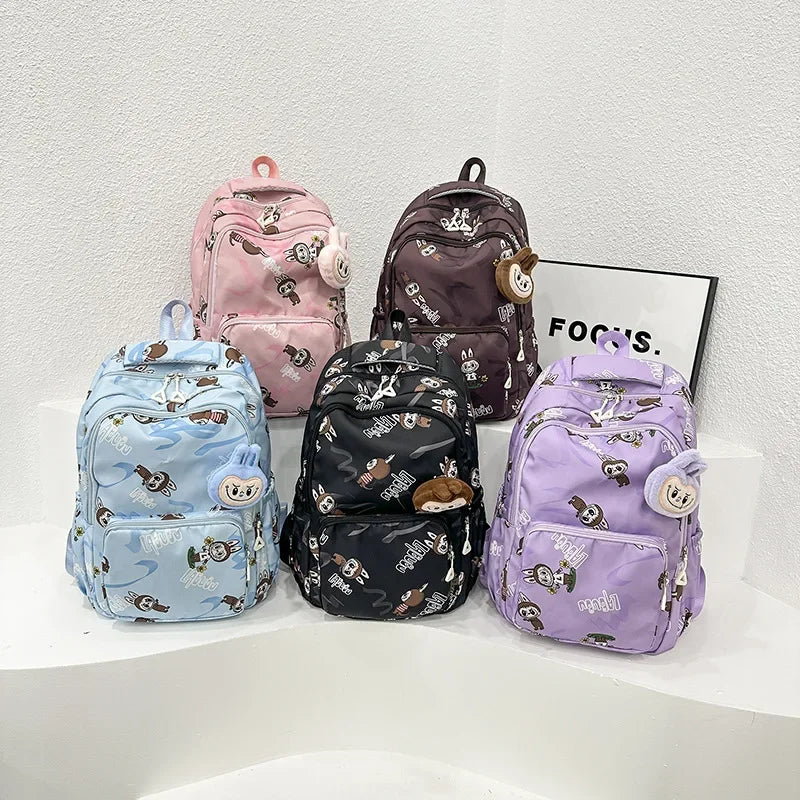 Labubu Cartoon Kinder Rugzak – Nylon Materiaal Boogriem