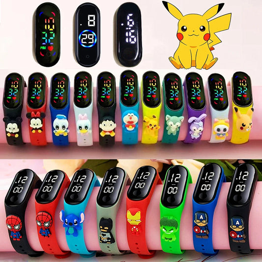 LED Horloge Pokemon Pikachu Spiderman Voor Kinderen Gifts
