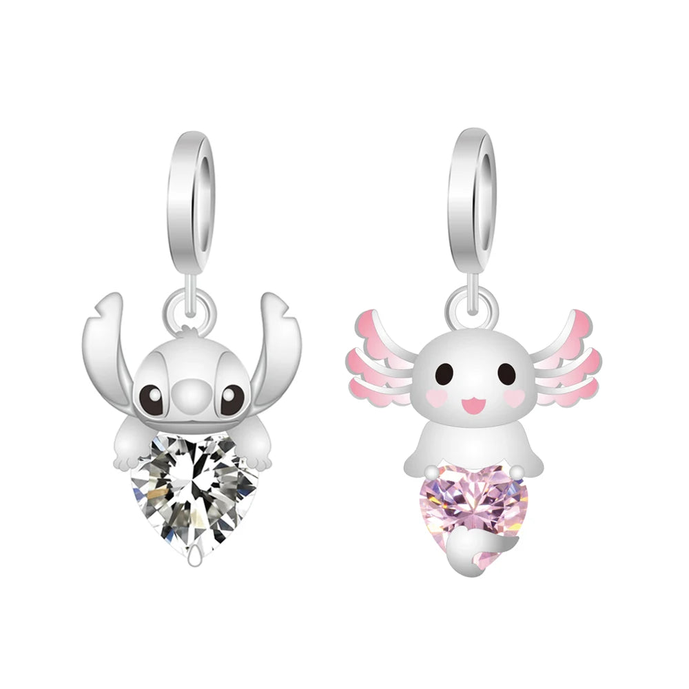 MINISO Cute Cartoon Stitch & Angel Couple Charm – Originele Bedeltjes Voor Armbanden En Kettingen
