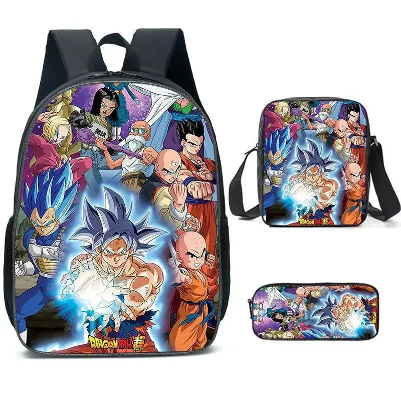 DragonGear 3 Stuks/set Dragon Ball 3D Print Cartoon Schooltassen – Perfecte Rugzak Voor Kids