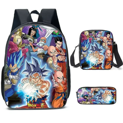 DragonGear 3 Stuks/set Dragon Ball 3D Print Cartoon Schooltassen – Perfecte Rugzak Voor Kids