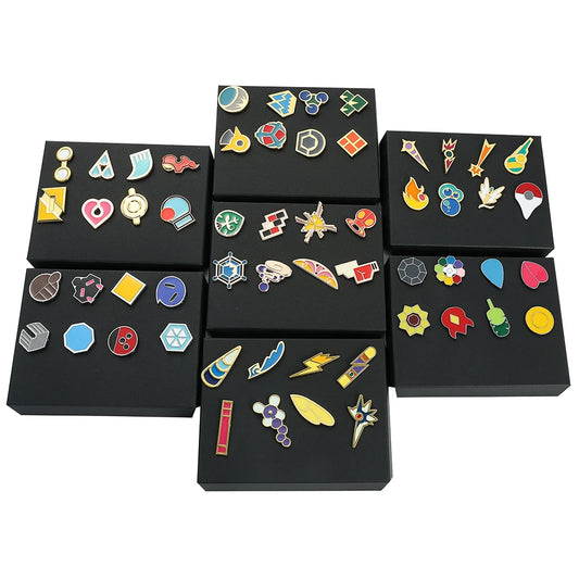 Pokémon Gym Badges Box Set met Unieke Regionale Pins