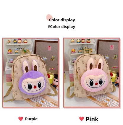Labubu Schattige Cartoon Plush Rugzak – Perfect voor Kinderen Met Zipper Sluiting
