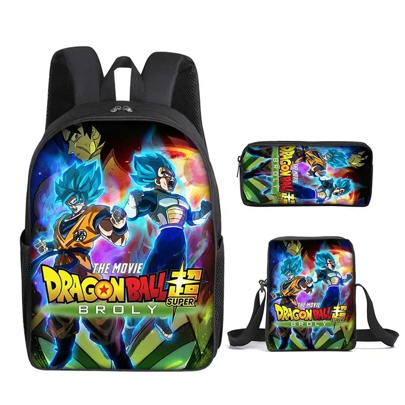 DragonGear 3 Stuks/set Dragon Ball 3D Print Cartoon Schooltassen – Perfecte Rugzak Voor Kids