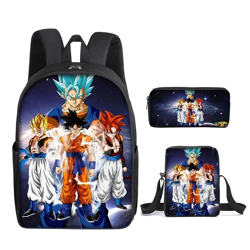 DragonGear 3 Stuks/set Dragon Ball 3D Print Cartoon Schooltassen – Perfecte Rugzak Voor Kids