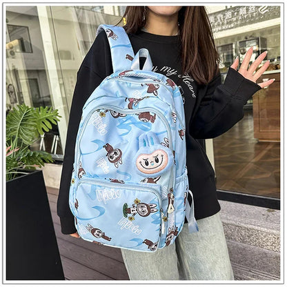 Labubu Cartoon Kinder Rugzak – Nylon Materiaal Boogriem