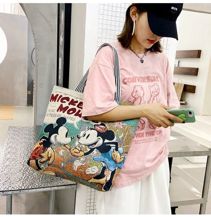 Disney Retro Canvas Schoudertas Lilo & Stitch, Winnie the Pooh – Ruime Capaciteit