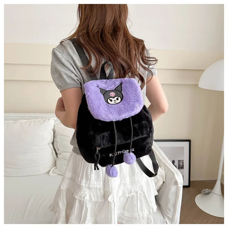 Kawaii My Melody Kuromi Hello Kitty Rugzak – Grote Inhoud en Pluche