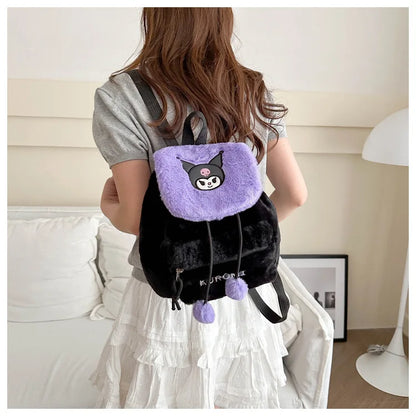 Kawaii My Melody Kuromi Hello Kitty Rugzak – Grote Inhoud en Pluche