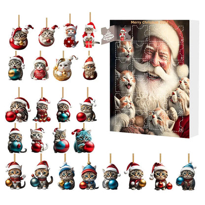 2D Teckel Adventskalender hangers Kerst - 24 Dagen