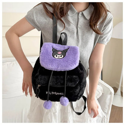 Kawaii My Melody Kuromi Hello Kitty Rugzak – Grote Inhoud en Pluche