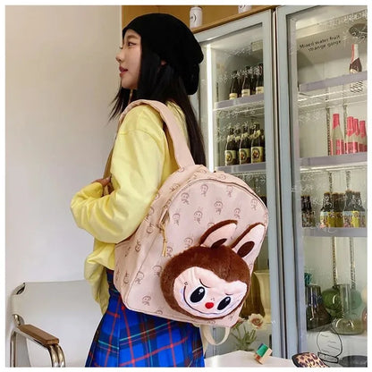 Labubu Schattige Cartoon Plush Rugzak – Perfect voor Kinderen Met Zipper Sluiting